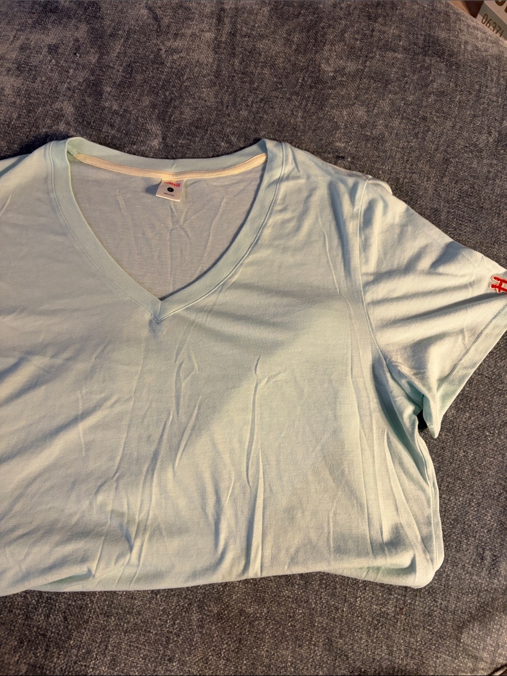 HOMAGE Light Blue V-Neck Short Sleeve Tee